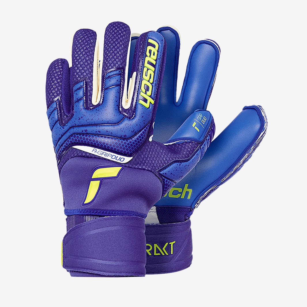 Reusch Attrakt Duo OrthoTec Deep Blue/Safety Yellow/Deep Blue Mens Goalkeeper Gloves Pro