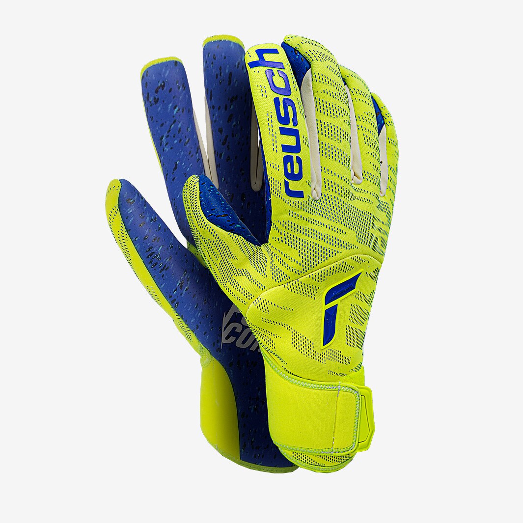 Reusch Pure Contact Fusion Safety Yellow/Deep Blue/Deep Blue Mens Goalkeeper Gloves Pro