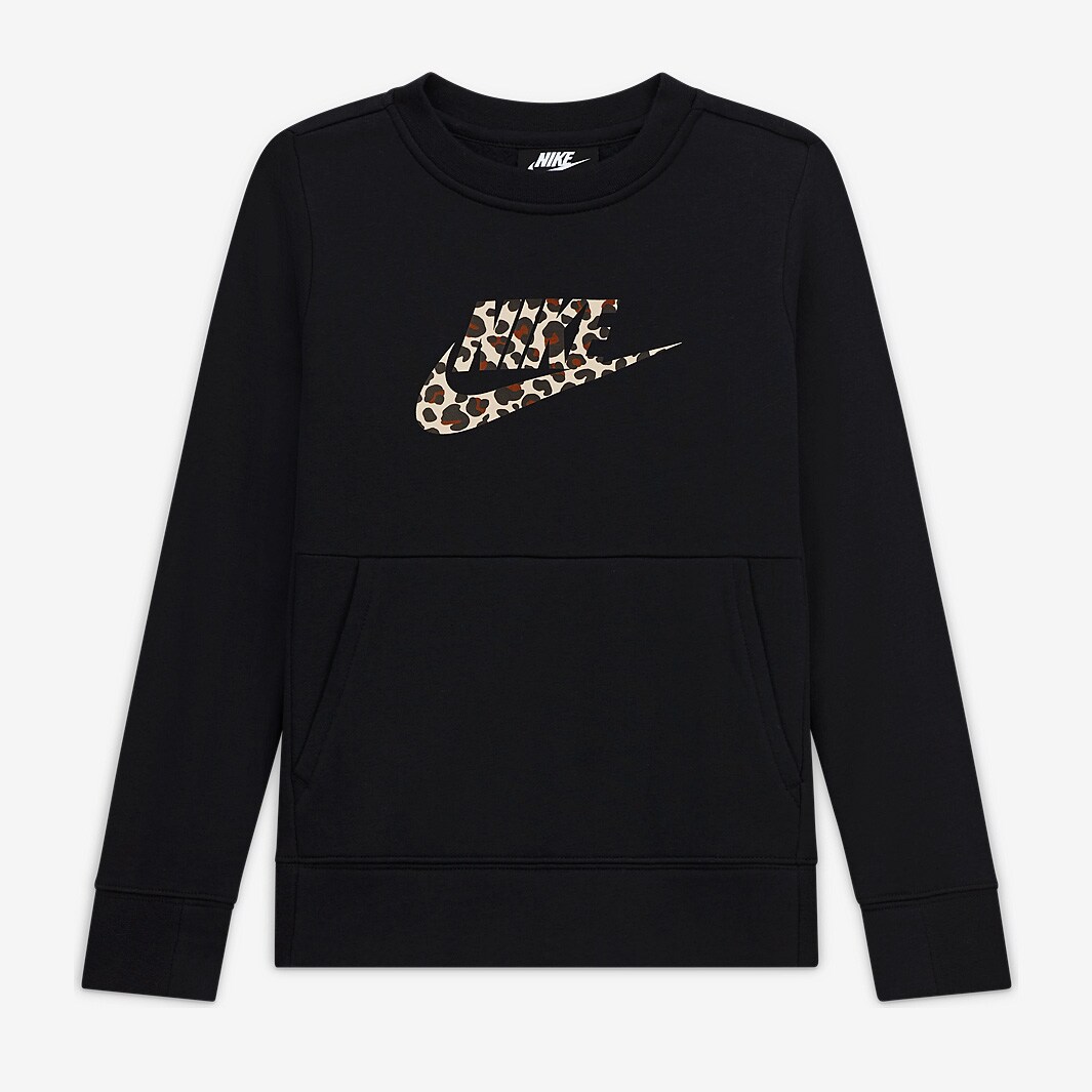 Nike Girls Sportswear Crew LS Black/Fossil Stone Tops Girls Clothing