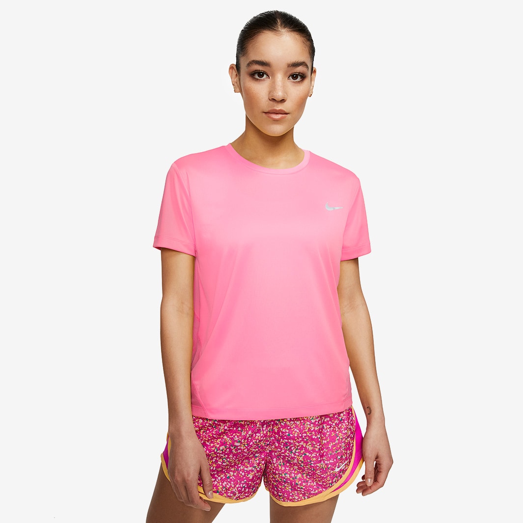 Nike Womens Miler T-Shirt - Pink Glow/Reflective Silv - Womens Clothing