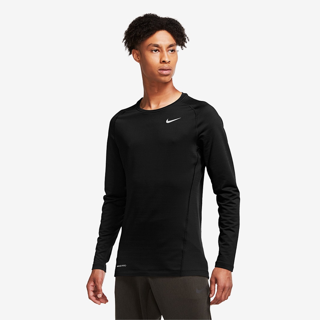 Nike Pro Warm Long Sleeve - Black/White - Mens Clothing