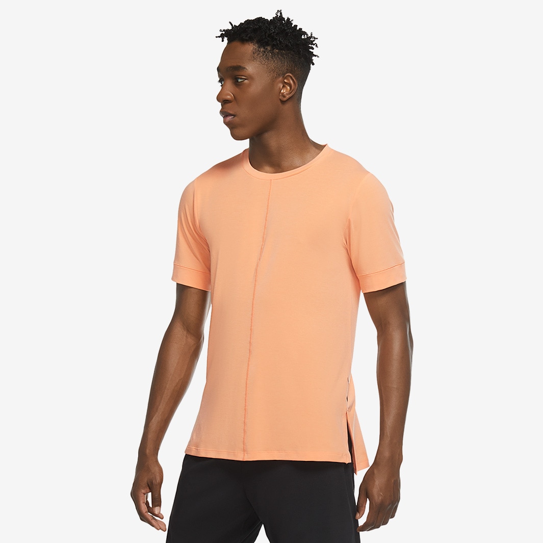 Nike Yoga Dri-FIT T-Shirt - Orange Frost/Black - Mens Clothing