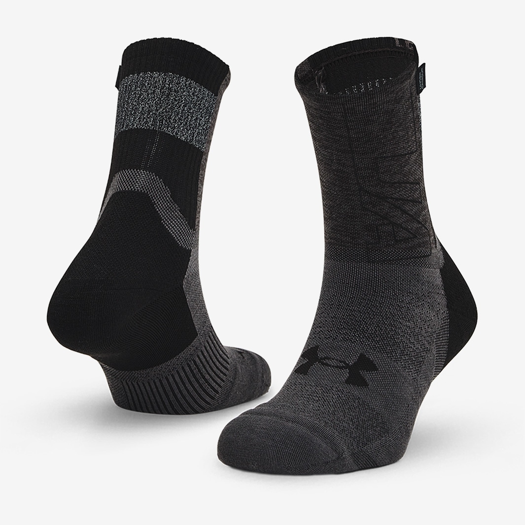 Under Armour Dry Run Crew - Black / Jet Gray / Black - Running Socks