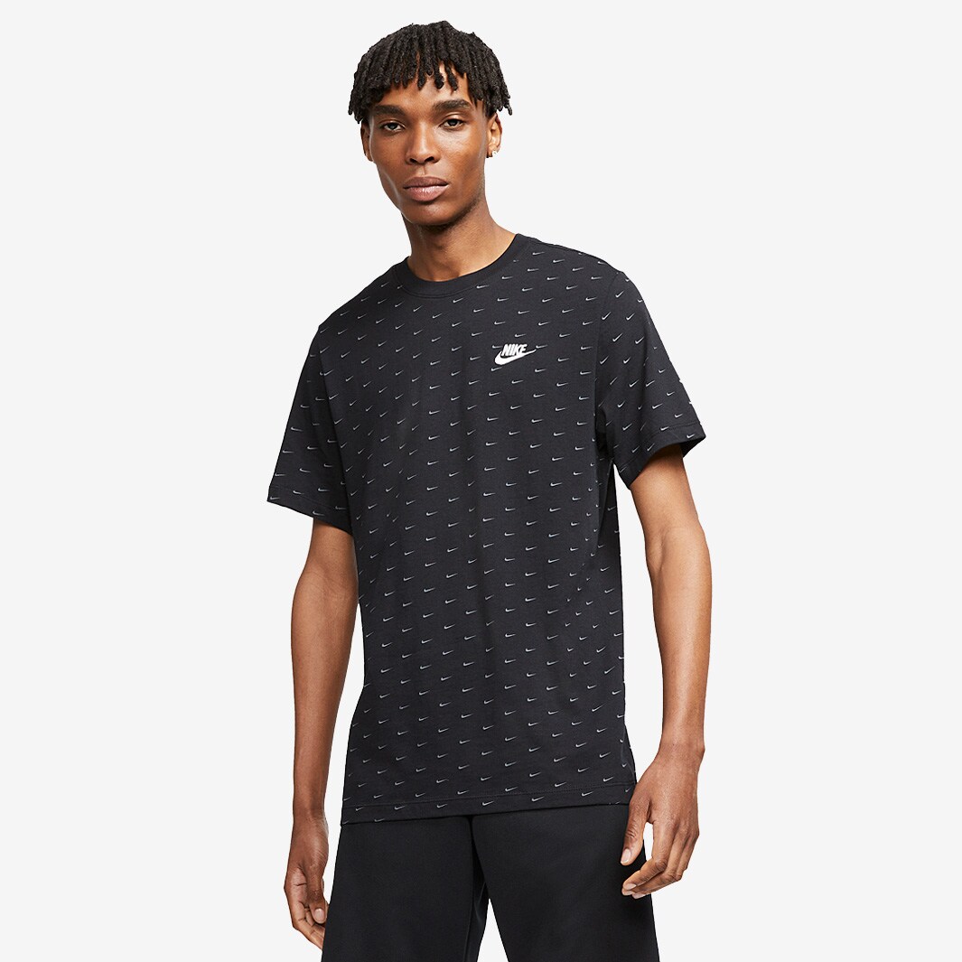 Nike Sportswear Swoosh Tee - Black/Particle Grey/White - Tops - Mens ...