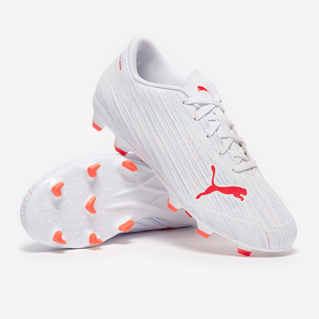 Puma Kids Ultra FG/AG White/Red Blast/Energy Blue Firm