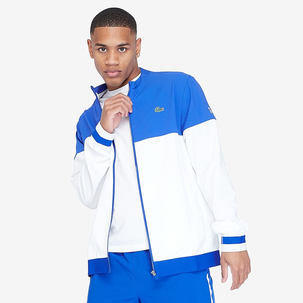 Lacoste jacket clearance blue and white