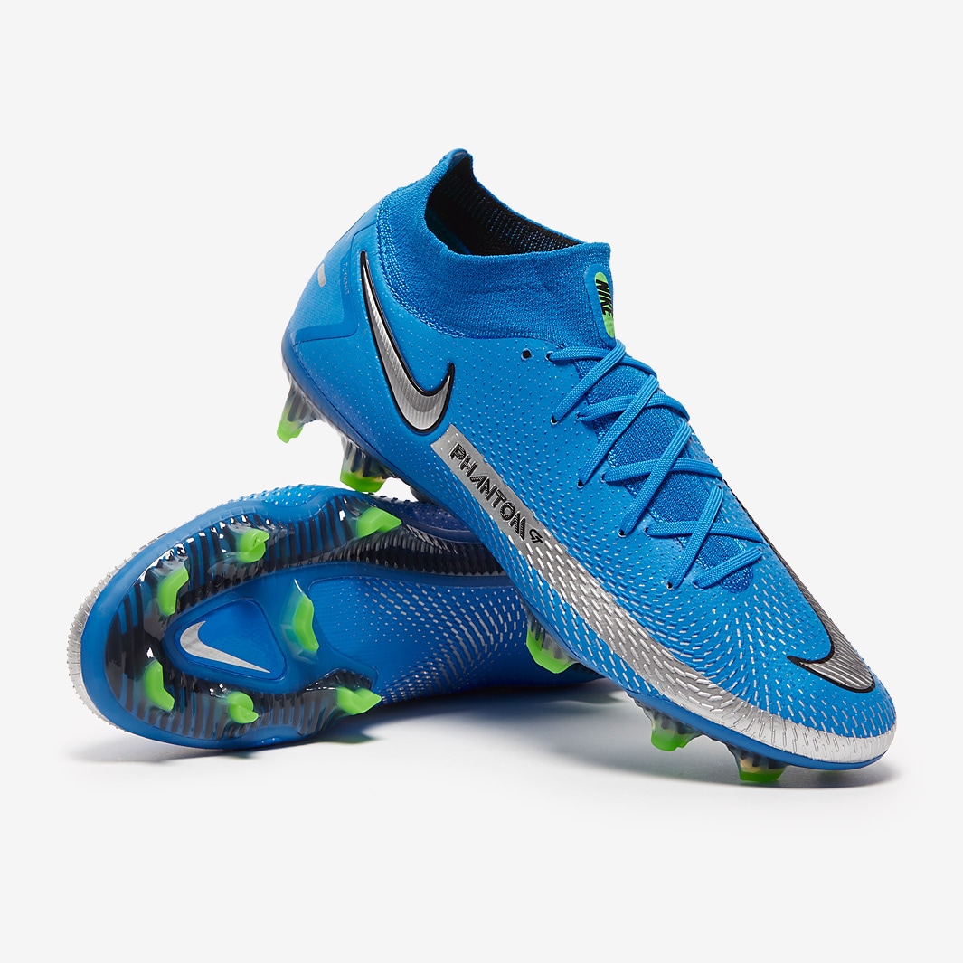 Nike Phantom GT Elite DF FG Photo Blue Metallic Silver Rage Green Firm Ground Mens Soccer Cleats