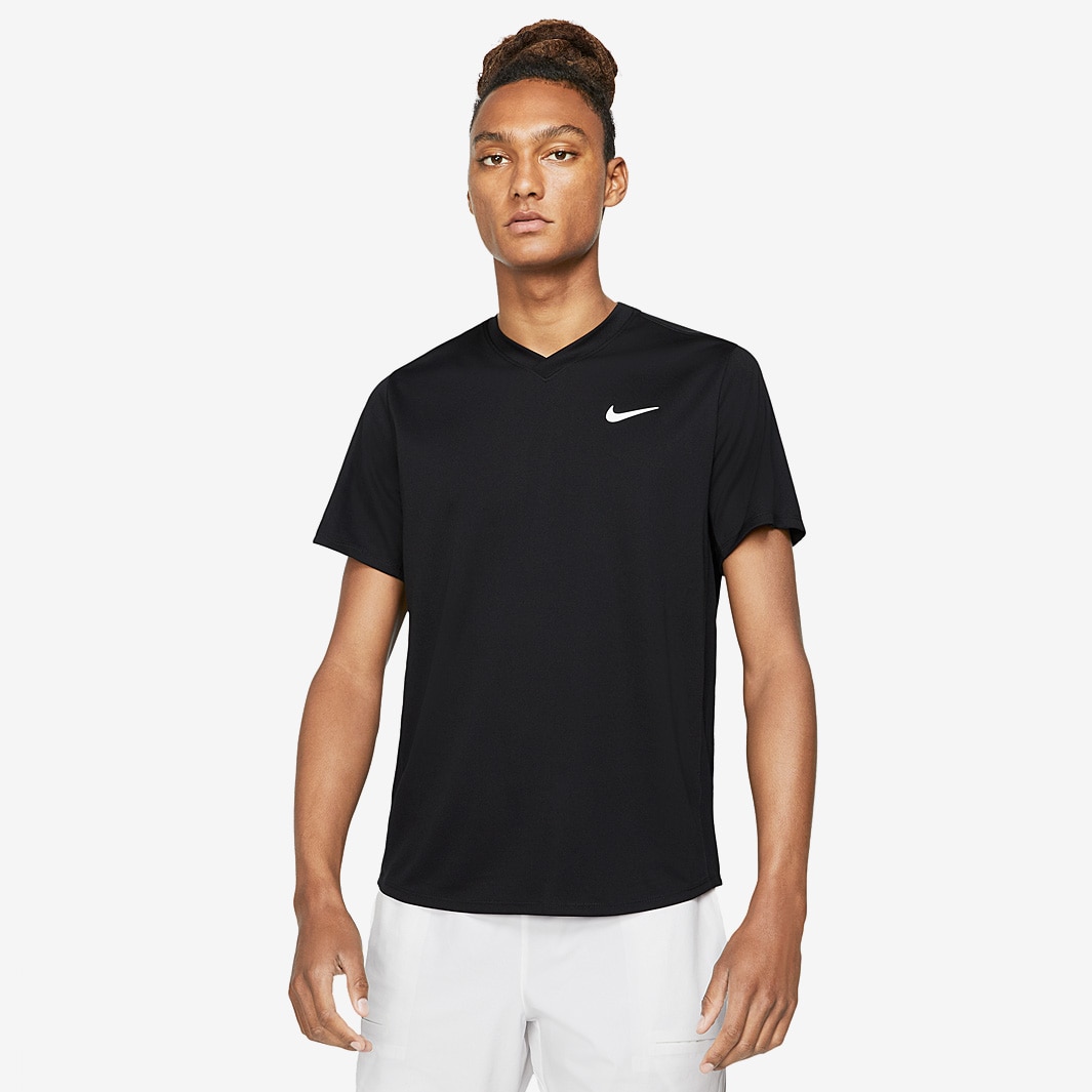 Nike Court Dri-Fit Victory Top - Black/White - Mens Clothing