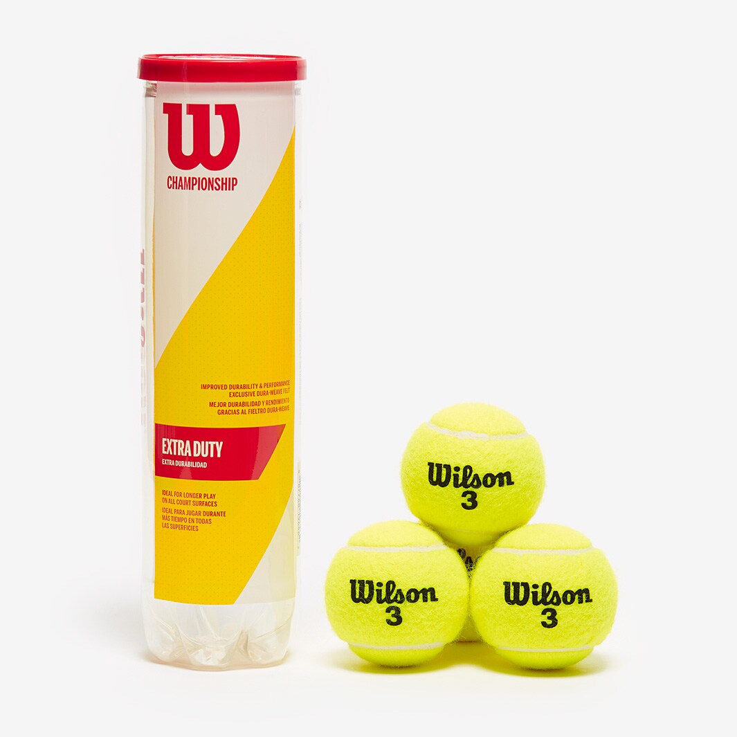 Wilson Championship Extra Duty 4 Ball Tube Yellow Tennis Balls