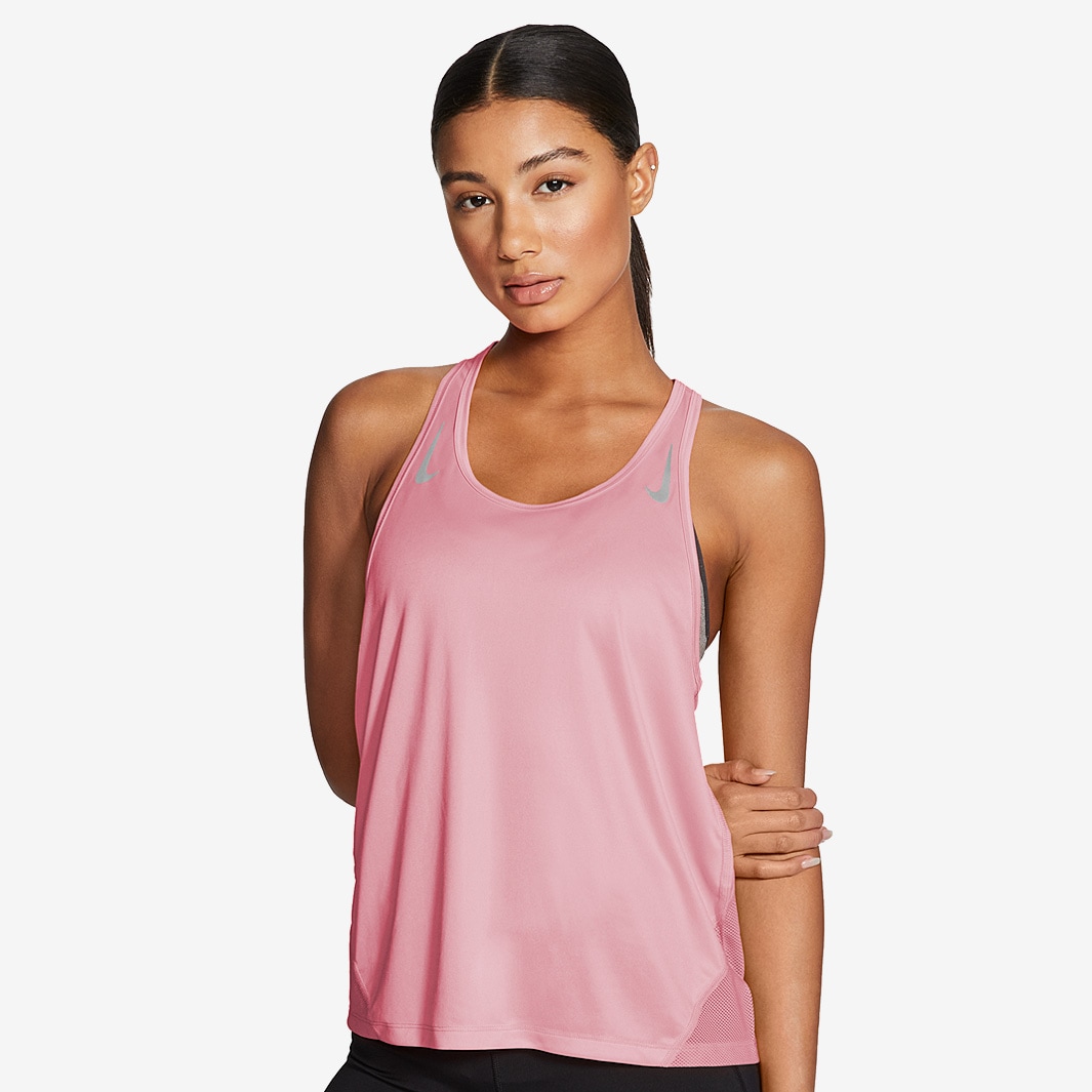 Nike Womens Miler Racer Tank - Pink Glaze/Reflective Silv - Womens ...