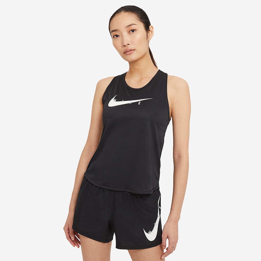Nike Womens Swoosh Run Tank - Black/Reflective Silv - Womens Clothing ...