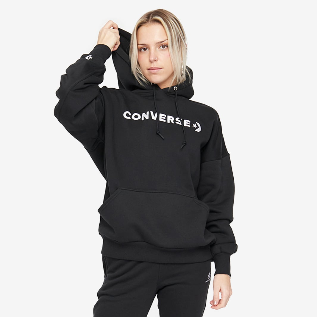 Converse Womens Embroidered Wordmark Hoodie - Converse Womens Black ...