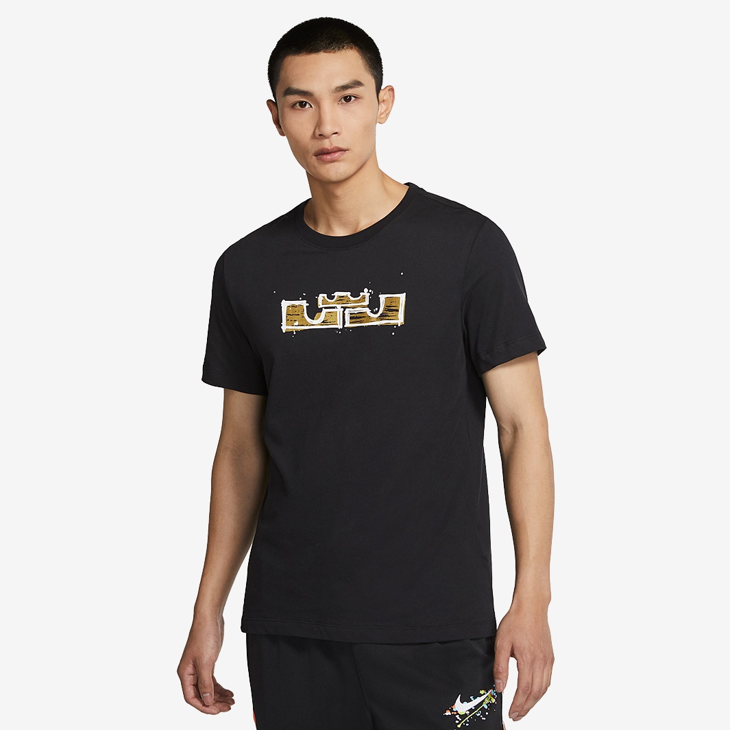 Nike LeBron Dri-Fit Logo T-Shirt - Black/Gold Dart - Mens Clothing