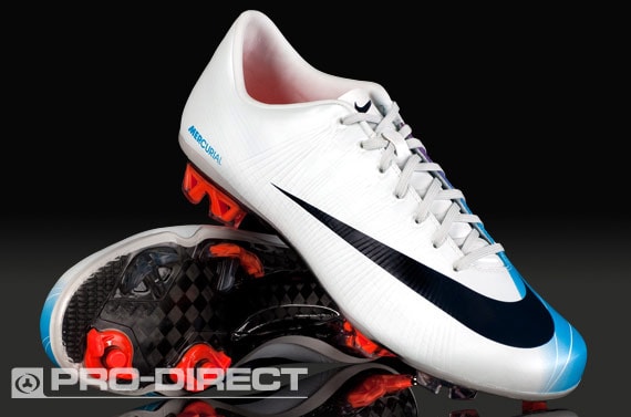 Botas de – Nike - Mercurial - Vapor – Superfly - II – FG – Duro - Blanco/Azul | Pro:Direct Soccer