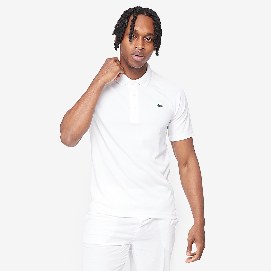 Lacoste Shortsleeve Ribbed Collar Shirt - White - Mens Clothing