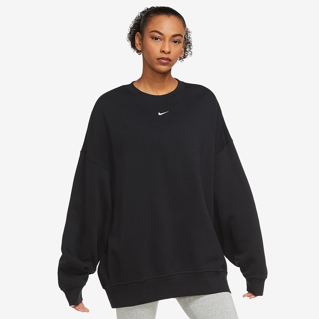Nike Sportswear Womens Collection Essentials Fleece Crew - Black/White ...
