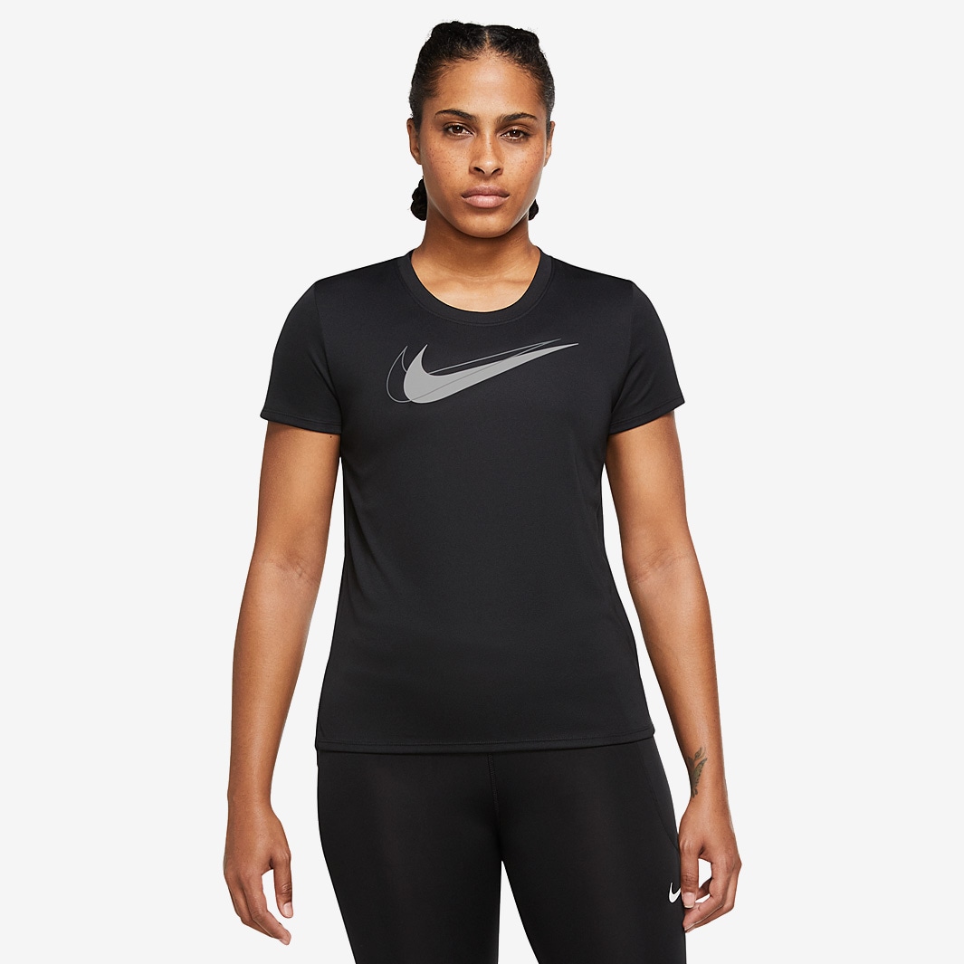 Materialisme Bot Frustratie Nike Womens Dri-FIT Swoosh Run T-Shirt - Black/White - Womens Clothing | Pro :Direct Running