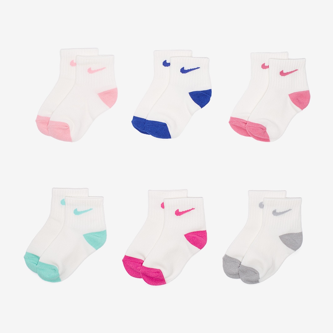 Nike Little Kids Pop Color Ankle 6 PK (3-4Yrs) - Pink - Socks - Boys ...