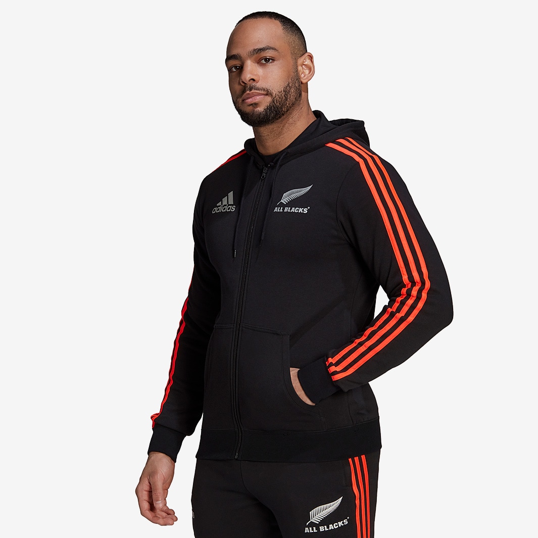 Adidas New Zealand 21 22 Full Zip Hoodie Black Carbon Mens Replica   244600 Main 0936025 