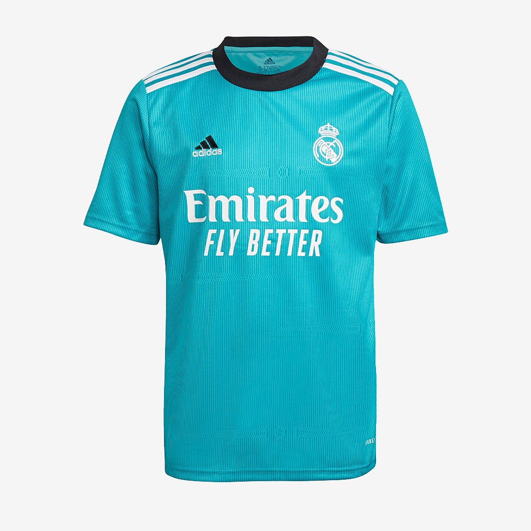 adidas Real Madrid 21/22 Kids Third Shirt - Hi-Res Aqua - Boys Replica