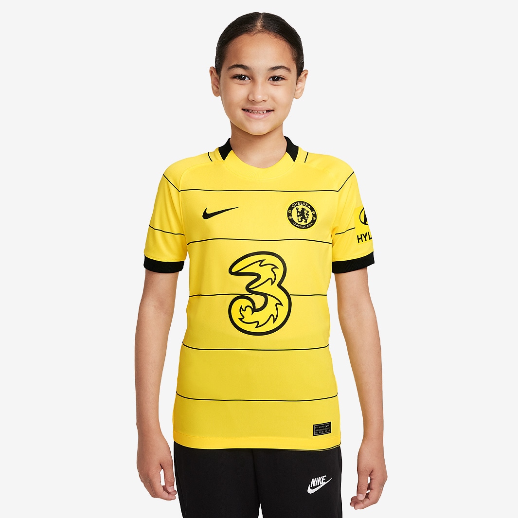 Nike Chelsea 21/22 Kids Away Stadium SS Shirt - Opti Yellow/Black ...
