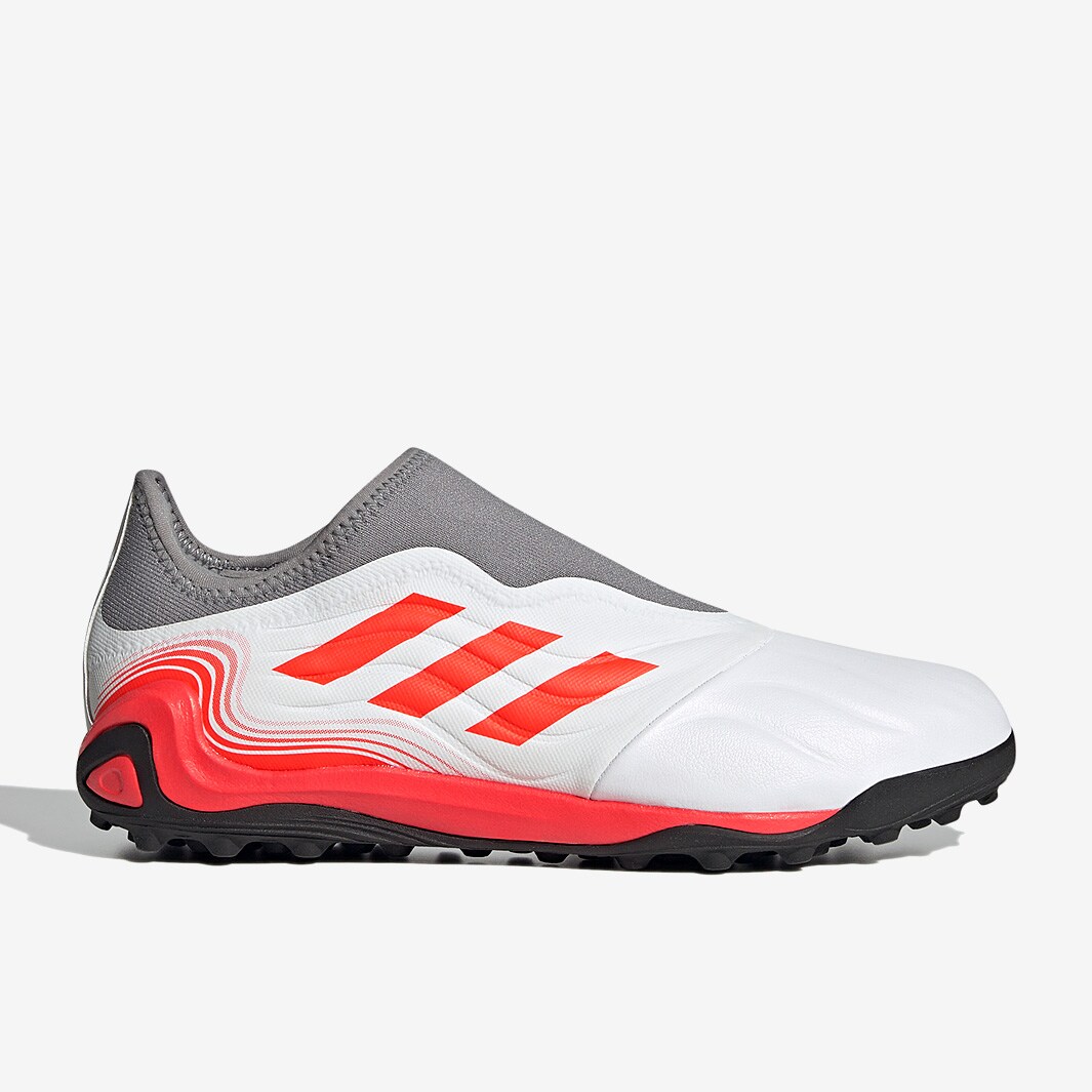 adidas Copa Sense .3 Laceless TF White Solar Red Iron Metallic Mens Soccer Cleats