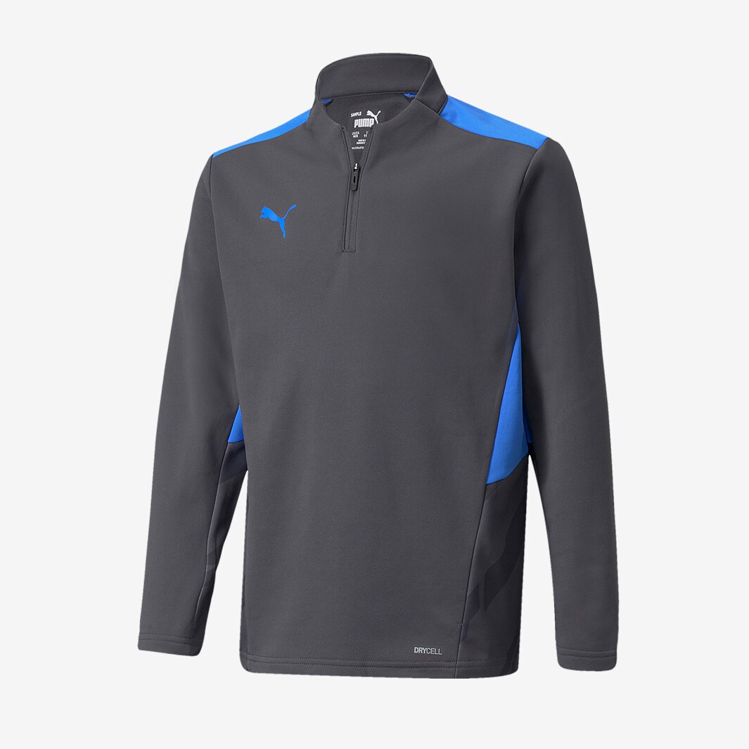 Puma Kids Individual Cup Training 1/4 Zip Top Asphalt/Blue Mazing