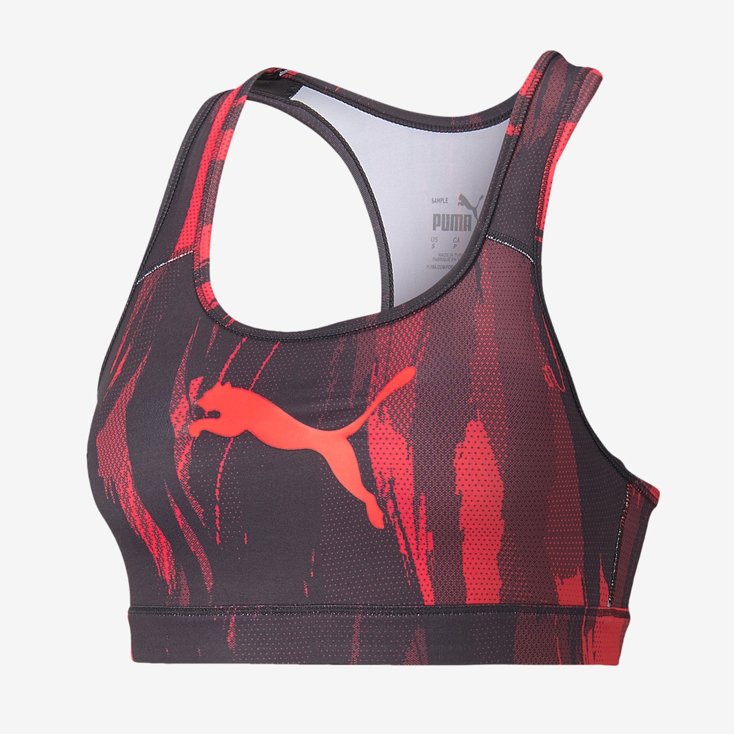 Puma Womens Individual Cup Sports Bra - Puma Black/Sun Blaze - Womens ...