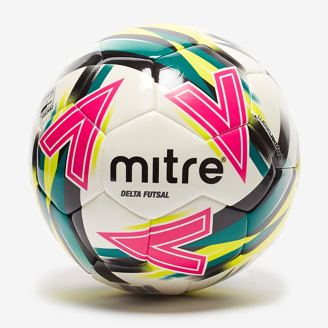 Mitre 21 Delta Futsal White/Pink/Pitch Green/Yellow Footballs Pro