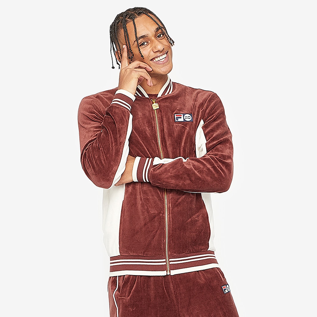 FILA Heritage Soter Velour Track Jacket Rum/Raisin/Gardenia Tops