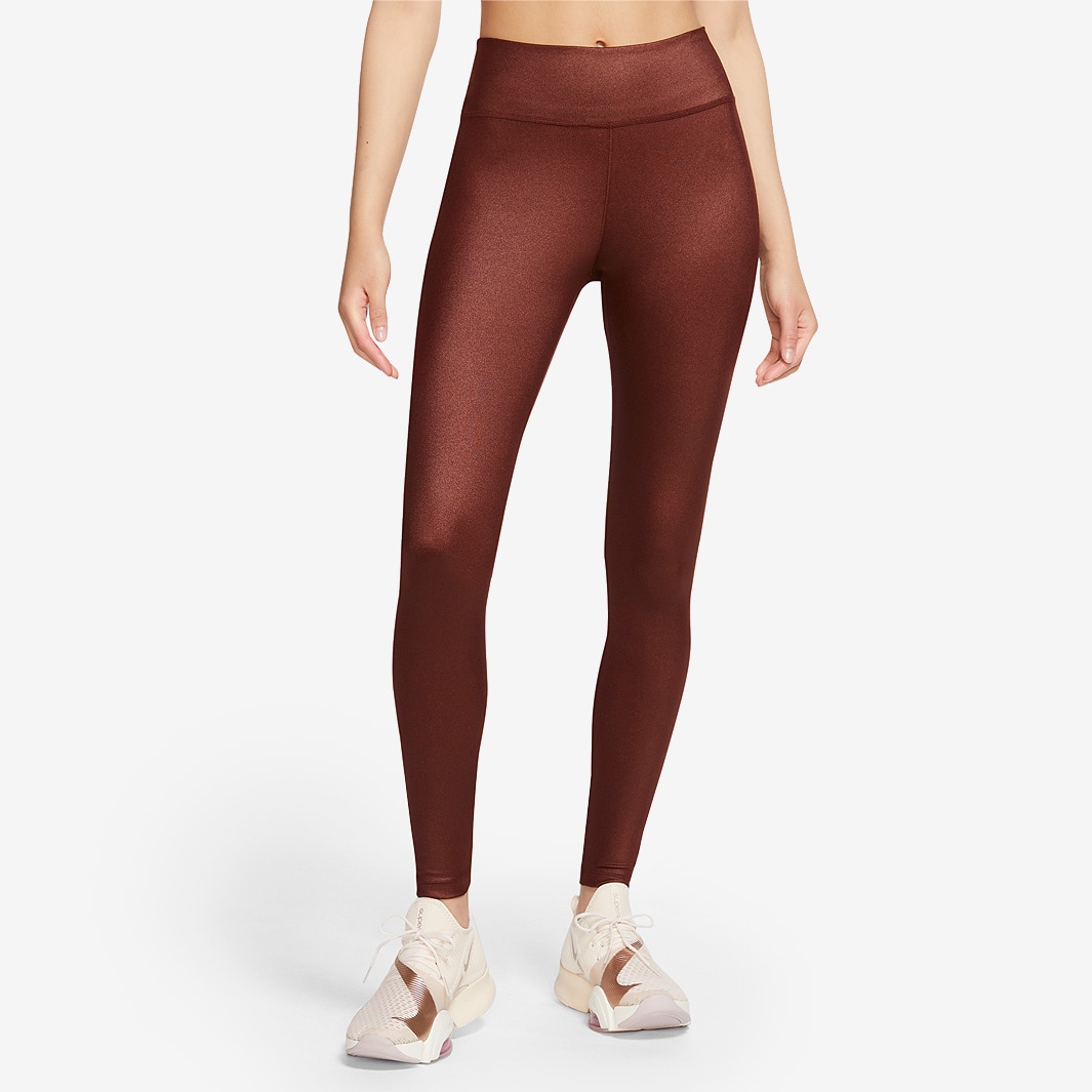 Women's Nike One Shine Full Length Tights Bronze Small Mid Rise