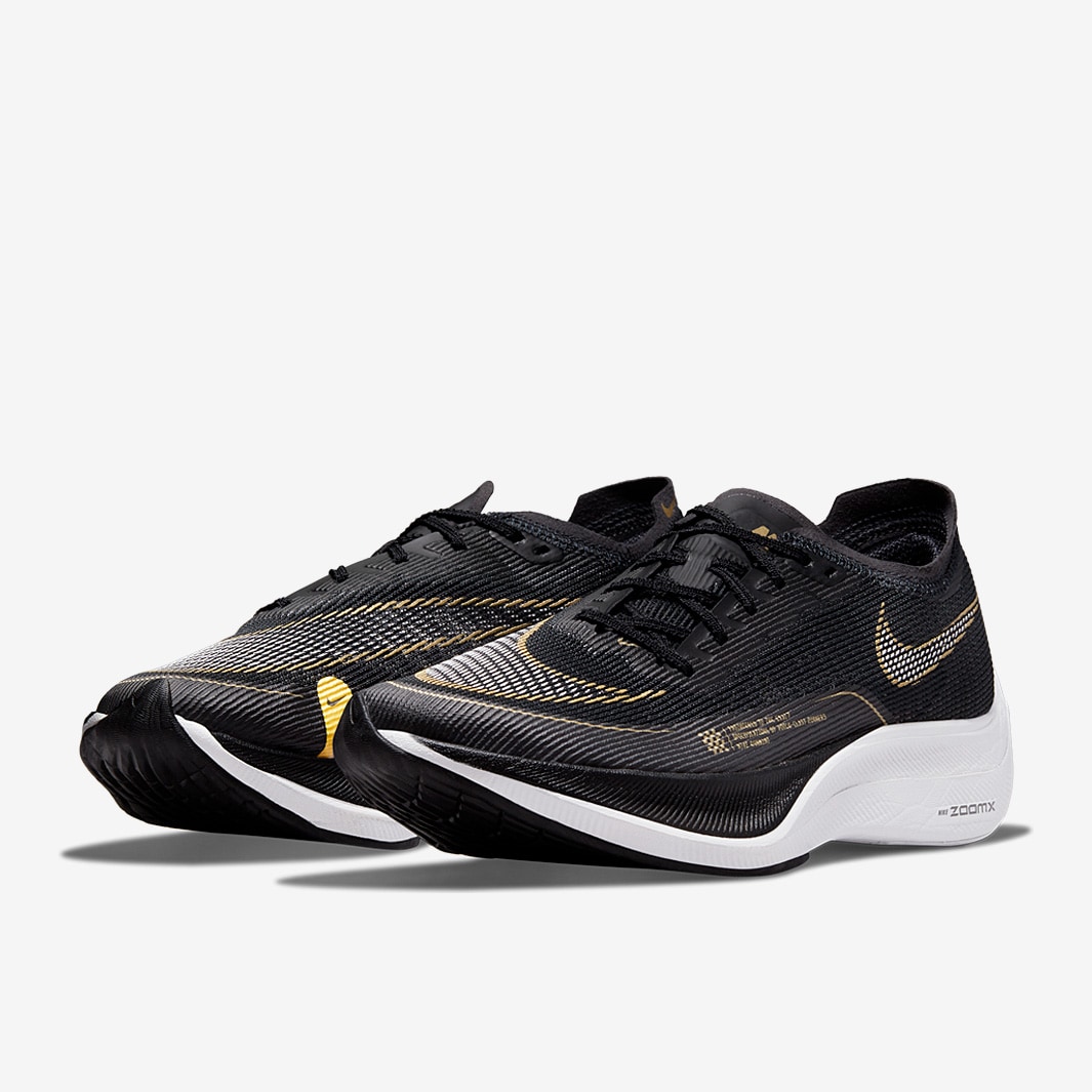 Nike Womens ZoomX Vaporfly Next Percent 2 - Black/White-Mtlc Gold Coin ...