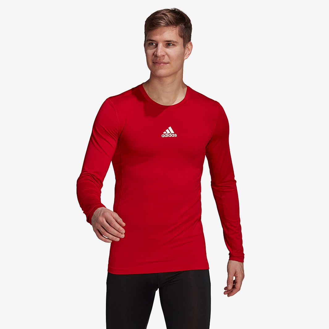 adidas Techfit Compression Long Sleeve Top - Team Power Red-Mens Base ...