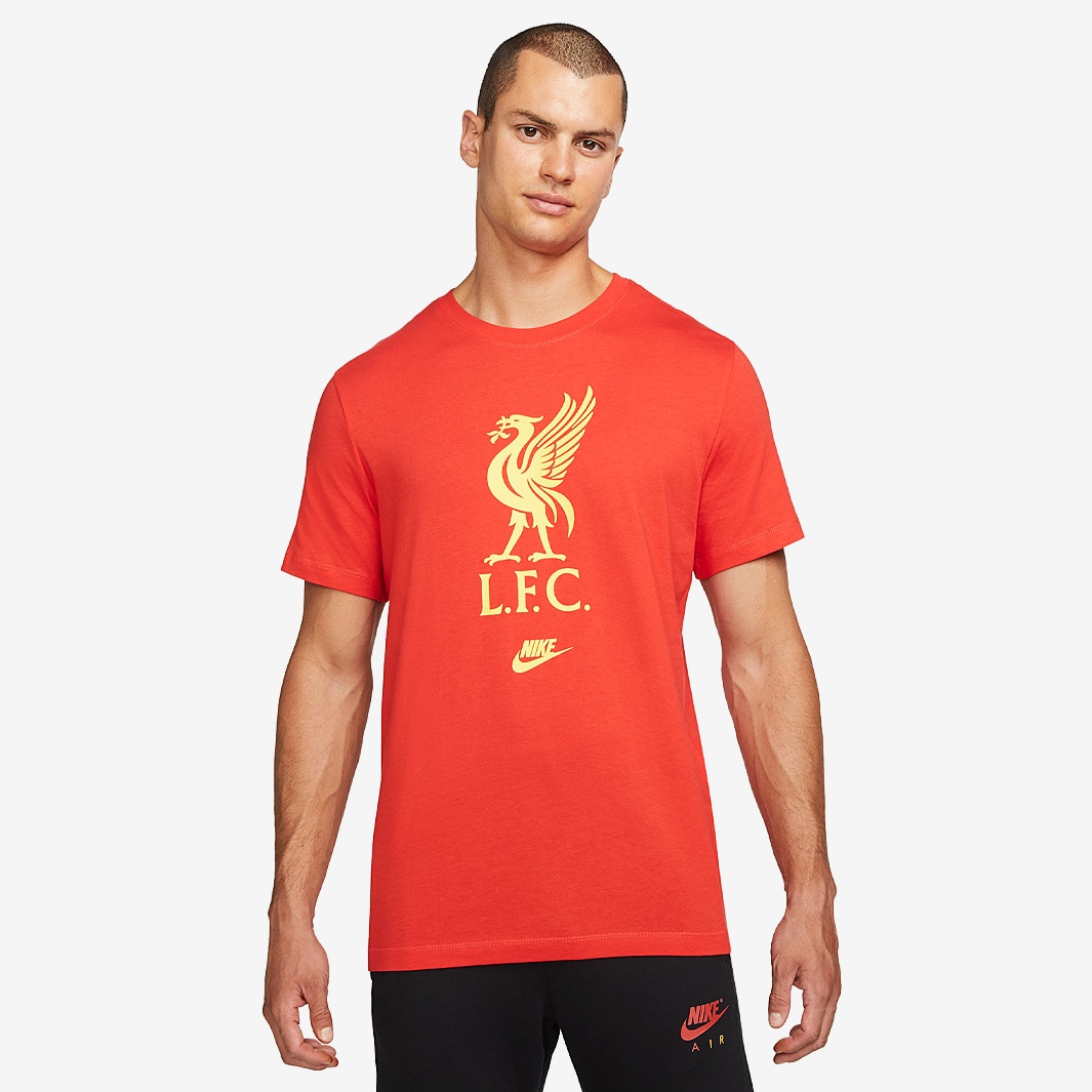 Nike Liverpool 21/22 Future Crest Tee - Rush Red/Chrome Yellow - Mens ...