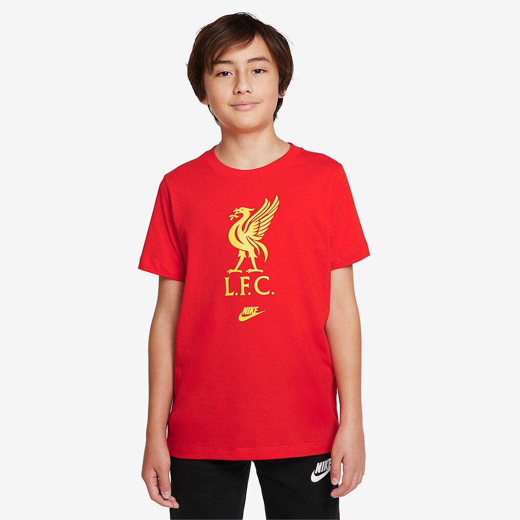 Nike Liverpool 21/22 Kids Future Crest Tee - Rush Red/Chrome Yellow ...