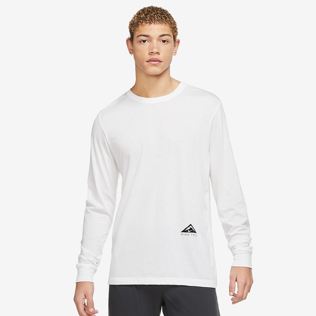 Nike Dri-FIT Trail Longsleeve - White - Mens Clothing