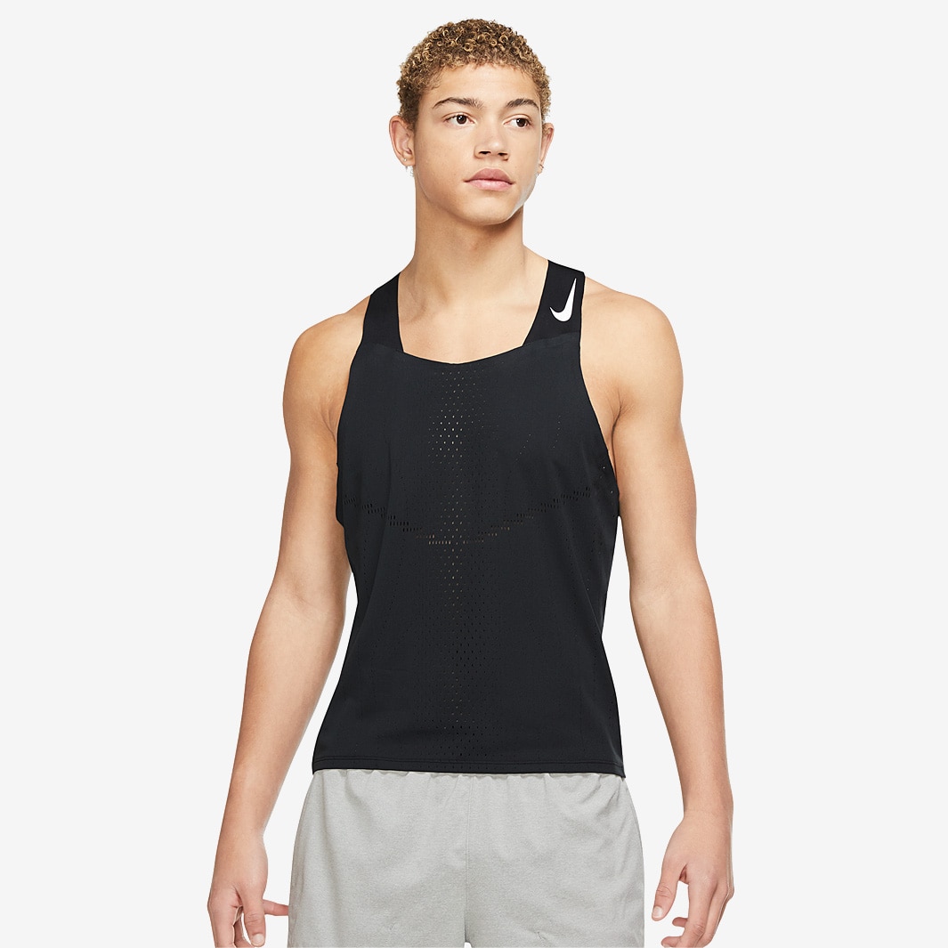 Nike Dri-FIT ADV AeroSwift Singlet - Black/White - Mens Clothing | Pro ...