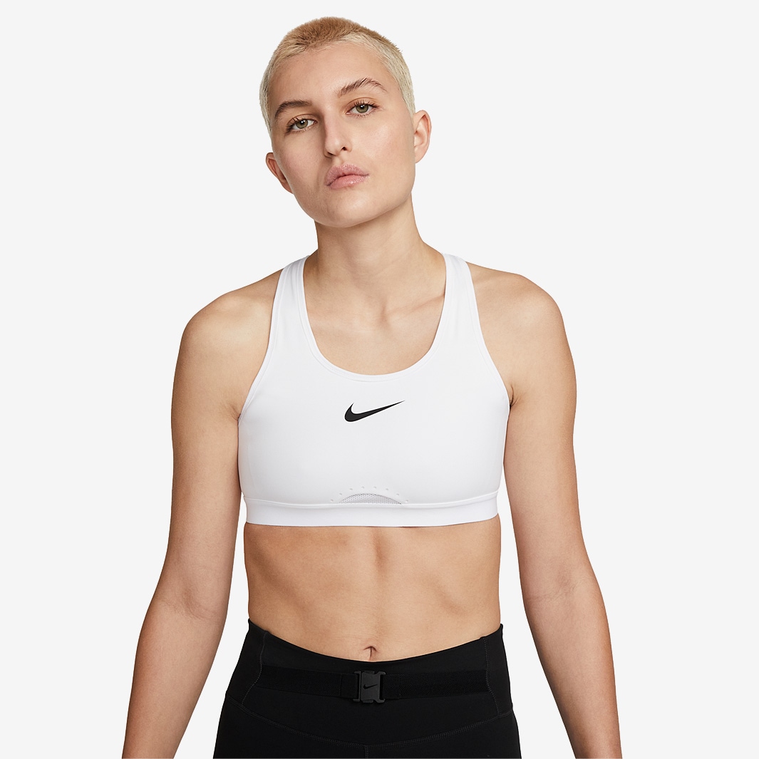 Nike Womens Dri-FIT Swoosh Sports Bra - White/White/White/Black ...
