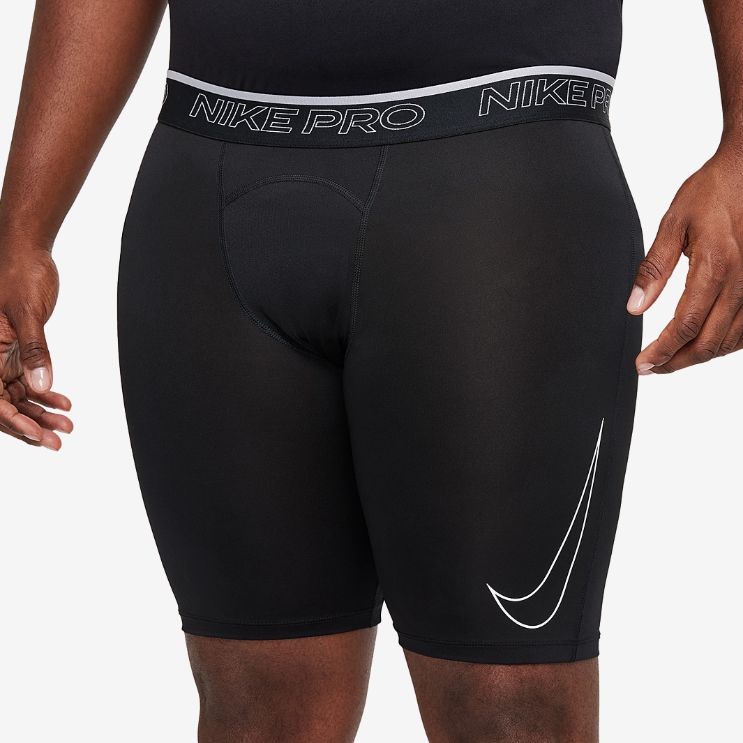 Nike Pro Dri-FIT Long Shorts - Black/White - Mens Clothing