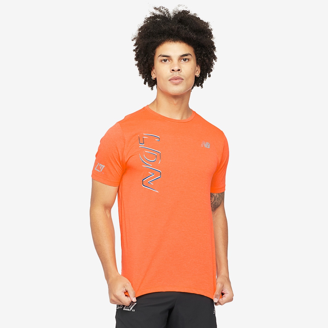 New Balance London Edition Printed Impact Run T-Shirt - Vibrant Orange ...