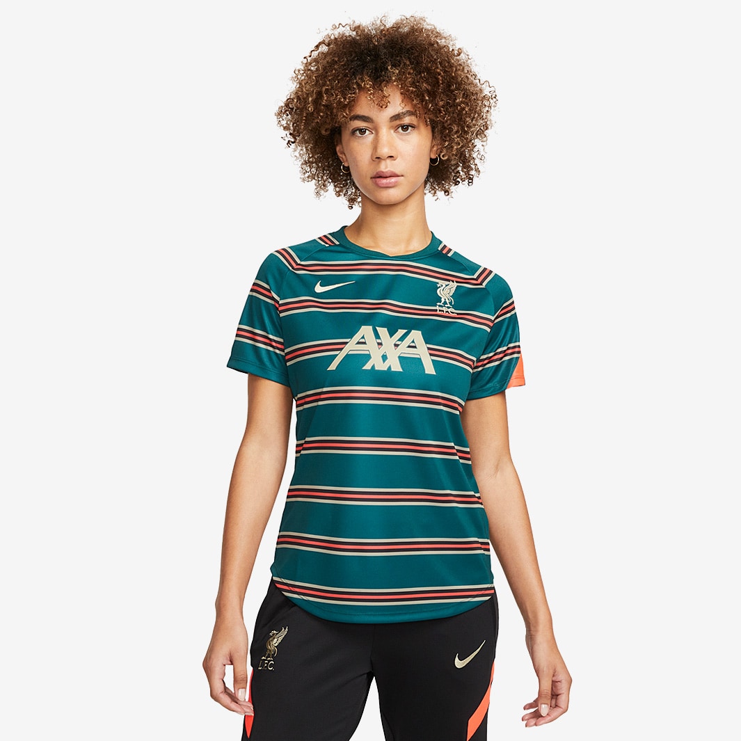 Nike Liverpool 21/22 Womens SS Pre Match Top - Dark Atomic Teal/Mystic ...