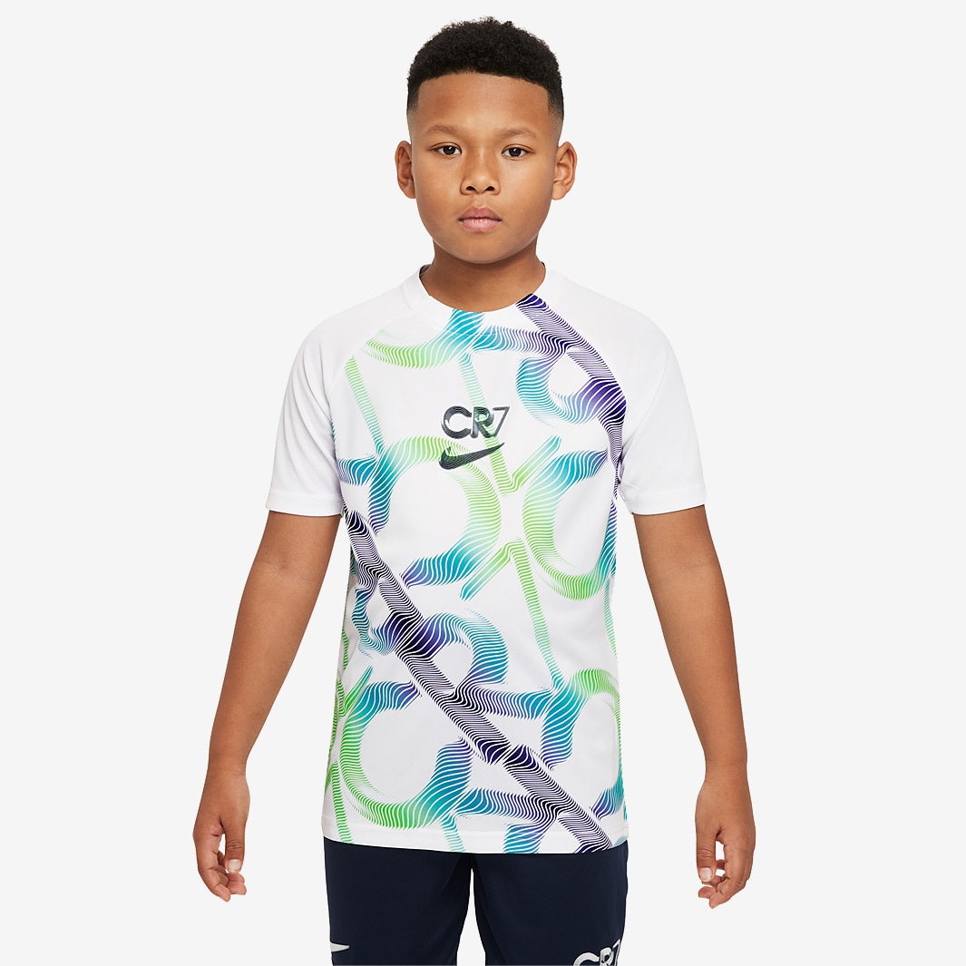 Nike Kids CR7 DF SS Top - White/Court Purple/Obsidian - Boys Clothing