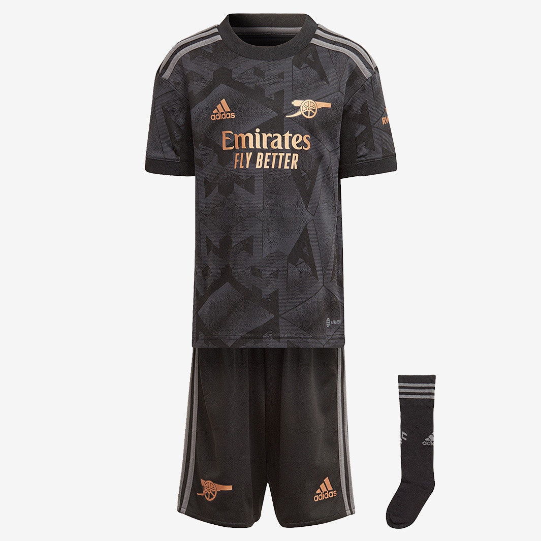 Adidas Arsenal 22/23 Mini Away Kit - Black - Boys Replica | Pro:Direct ...