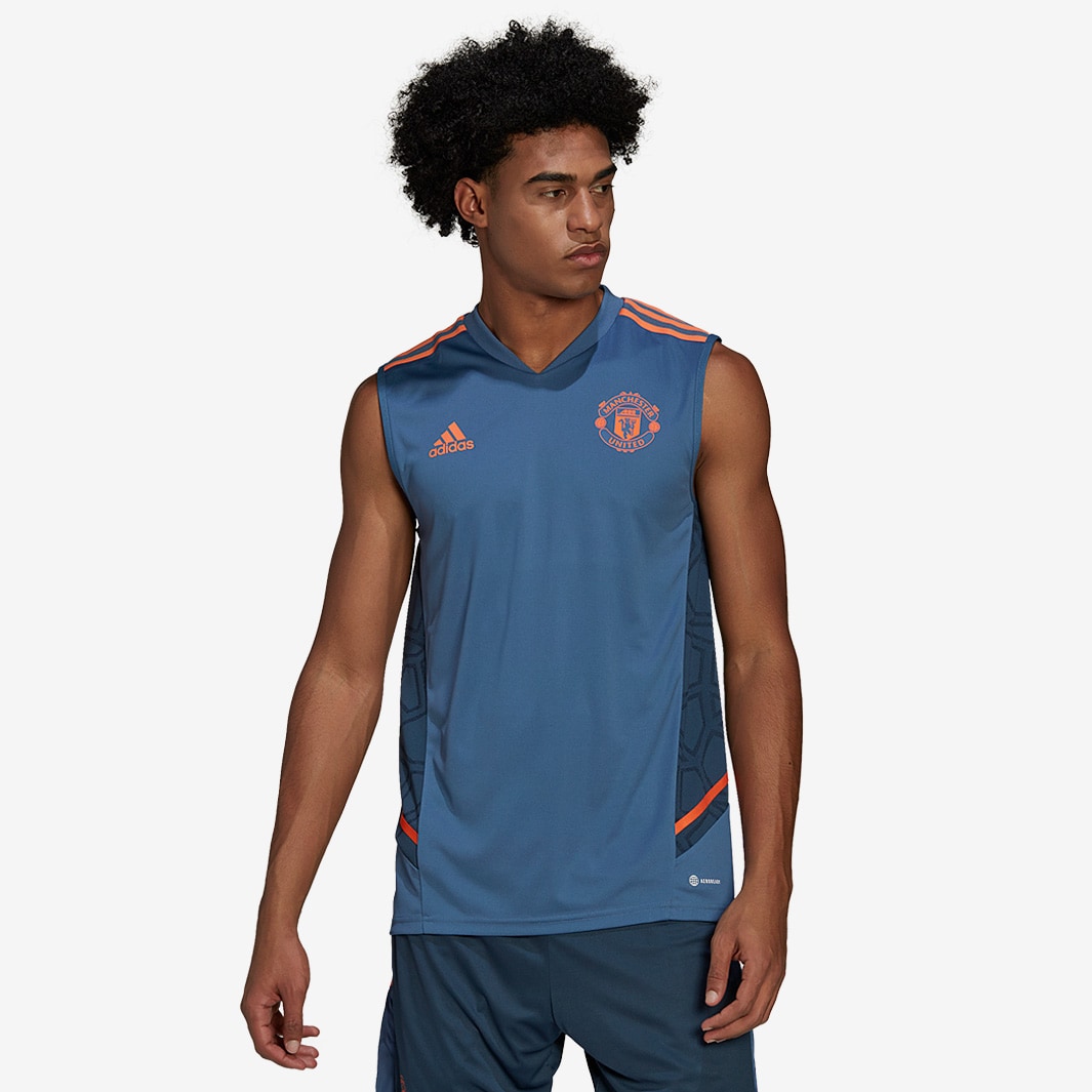 ADIDAS MANCHESTER UNITED 22/23 CONDIVO 22 TRAINING JERSEY (BLUE/ORANGE)