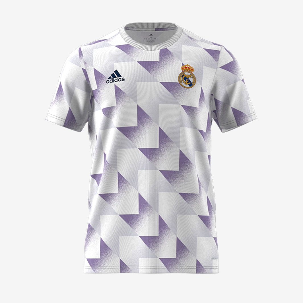 Adidas Real Madrid Pre-Match Jersey - White/Grey/Lilac - Size S