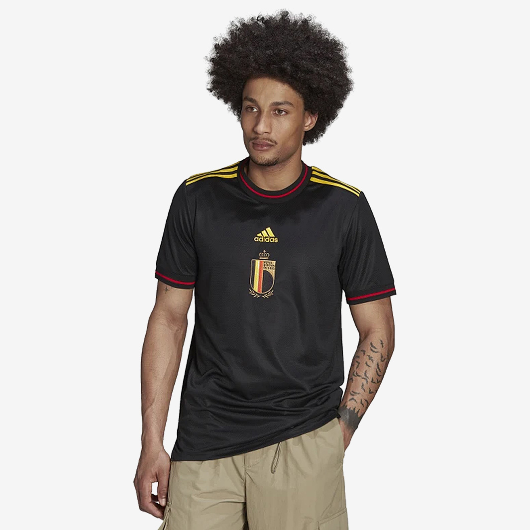 adidas Mens World Cup 2022 Tee Black (Belgium) Large main image 1