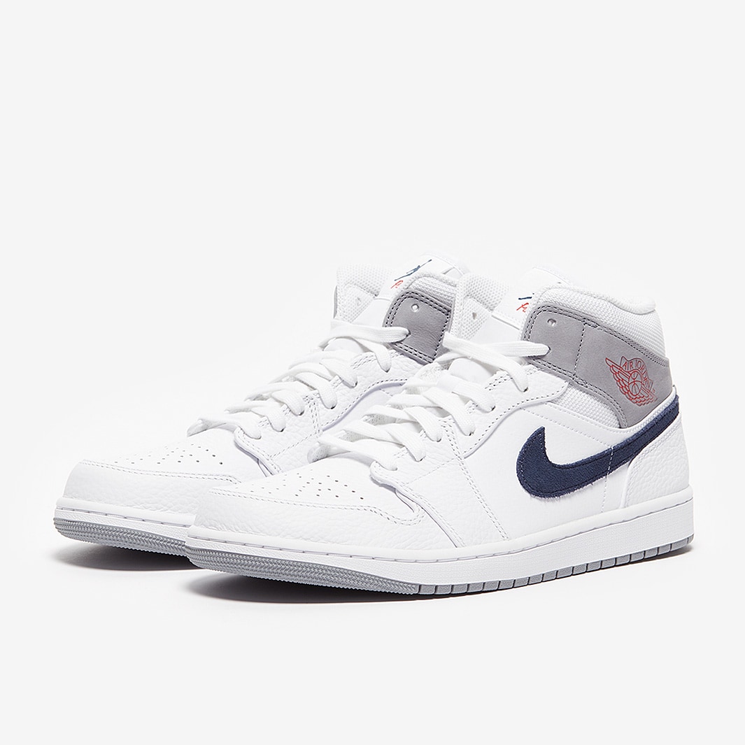 Nike air jordan 1 mid white and red best sale