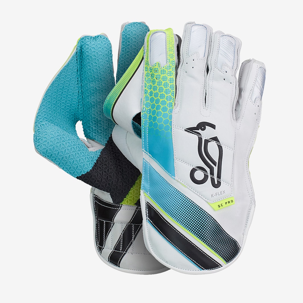 Kookaburra SC Pro Wicket Keeping Gloves White/Blue/Yellow Wicket
