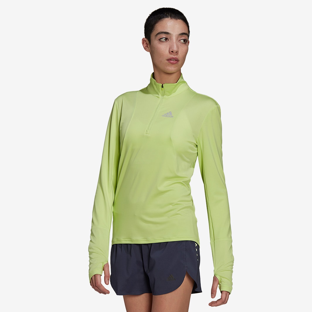 adidas Womens Own The Run 1/2 Zip - Pulse Lime - Womens Clothing