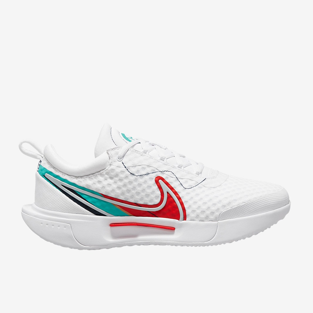 Nike Womens Court Zoom Pro HC - White/Washed Teal/Habanero Red - Womens ...